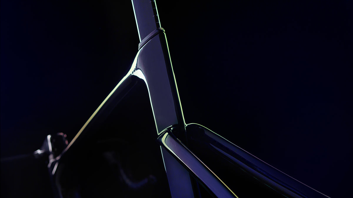 Close-up of abike with a dark background